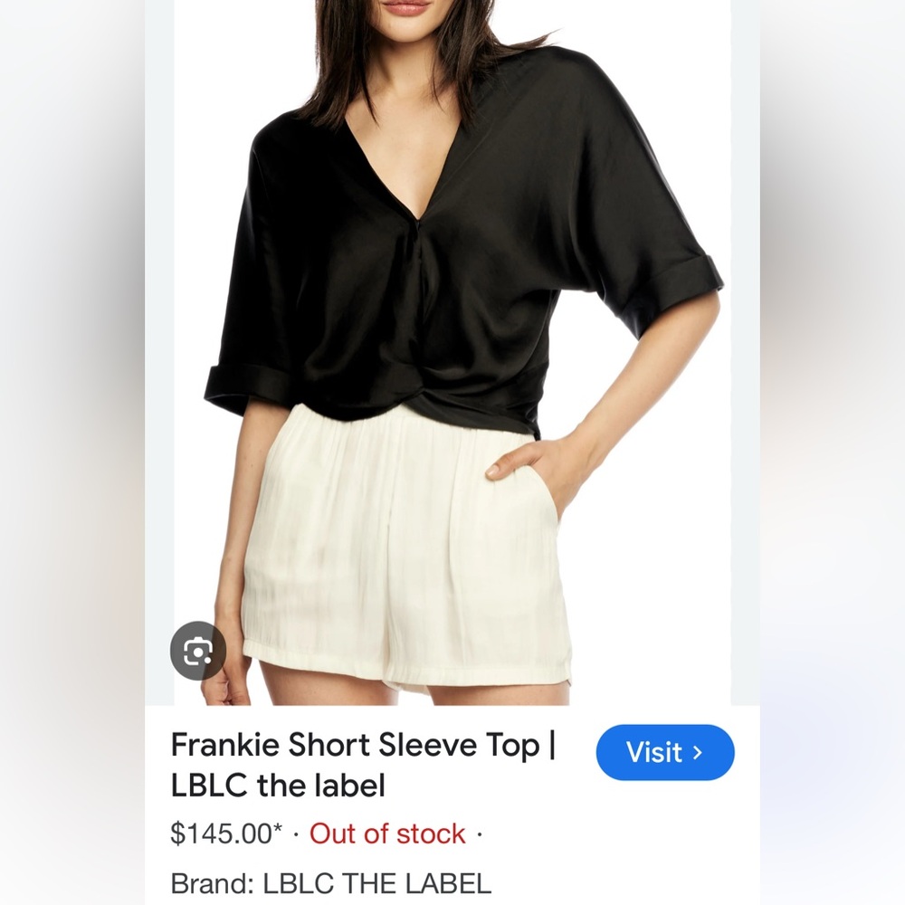 LBLC The Label. “Frankie Top” szMed. Silky Black. Brand new w tags.